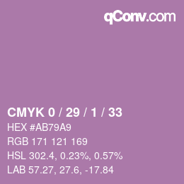 カラーコード: CMYK 0 / 29 / 1 / 33 | qconv.com