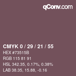 Farbcode: CMYK 0 / 29 / 21 / 55 | qconv.com