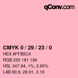 颜色代码: CMYK 0 / 29 / 23 / 0 | qconv.com