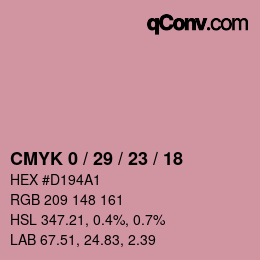カラーコード: CMYK 0 / 29 / 23 / 18 | qconv.com