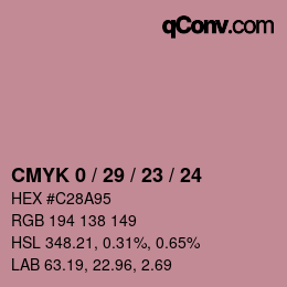 颜色代码: CMYK 0 / 29 / 23 / 24 | qconv.com