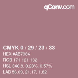 Color code: CMYK 0 / 29 / 23 / 33 | qconv.com