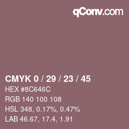 Color code: CMYK 0 / 29 / 23 / 45 | qconv.com