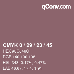 Color code: CMYK 0 / 29 / 23 / 45 | qconv.com