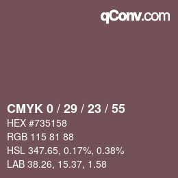 Color code: CMYK 0 / 29 / 23 / 55 | qconv.com