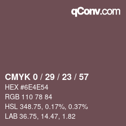 Color code: CMYK 0 / 29 / 23 / 57 | qconv.com