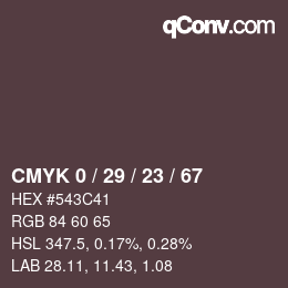 カラーコード: CMYK 0 / 29 / 23 / 67 | qconv.com