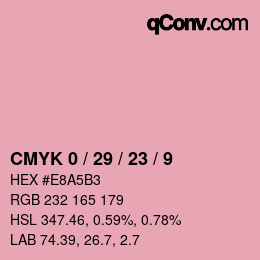 カラーコード: CMYK 0 / 29 / 23 / 9 | qconv.com