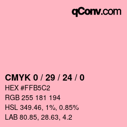 カラーコード: CMYK 0 / 29 / 24 / 0 | qconv.com