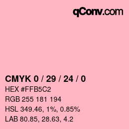 颜色代码: CMYK 0 / 29 / 24 / 0 | qconv.com