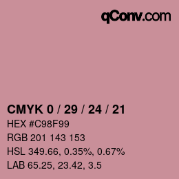 カラーコード: CMYK 0 / 29 / 24 / 21 | qconv.com