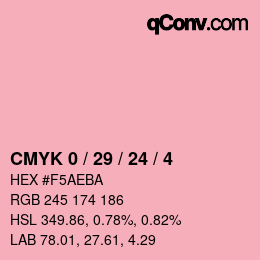 カラーコード: CMYK 0 / 29 / 24 / 4 | qconv.com