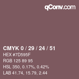 颜色代码: CMYK 0 / 29 / 24 / 51 | qconv.com