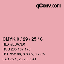 カラーコード: CMYK 0 / 29 / 25 / 8 | qconv.com