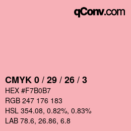 Color code: CMYK 0 / 29 / 26 / 3 | qconv.com