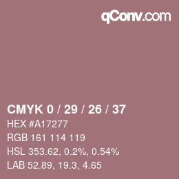 Color code: CMYK 0 / 29 / 26 / 37 | qconv.com