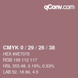 Color code: CMYK 0 / 29 / 26 / 38 | qconv.com