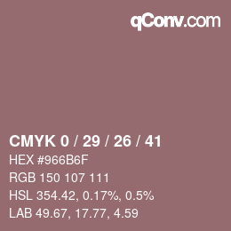 カラーコード: CMYK 0 / 29 / 26 / 41 | qconv.com