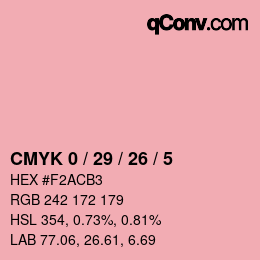 カラーコード: CMYK 0 / 29 / 26 / 5 | qconv.com