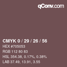 Color code: CMYK 0 / 29 / 26 / 56 | qconv.com