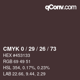 Farbcode: CMYK 0 / 29 / 26 / 73 | qconv.com