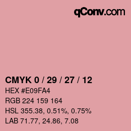 カラーコード: CMYK 0 / 29 / 27 / 12 | qconv.com