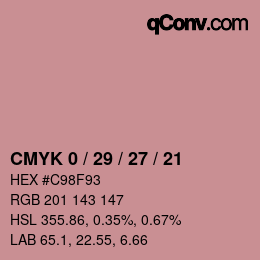 Farbcode: CMYK 0 / 29 / 27 / 21 | qconv.com