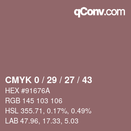 颜色代码: CMYK 0 / 29 / 27 / 43 | qconv.com