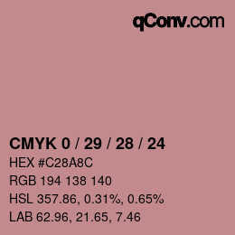 Color code: CMYK 0 / 29 / 28 / 24 | qconv.com