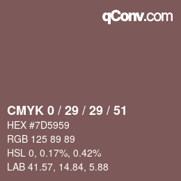 カラーコード: CMYK 0 / 29 / 29 / 51 | qconv.com