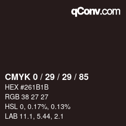 カラーコード: CMYK 0 / 29 / 29 / 85 | qconv.com