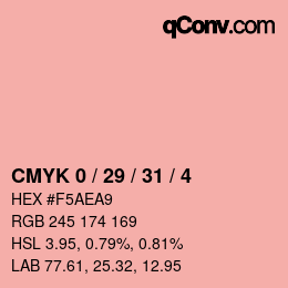 カラーコード: CMYK 0 / 29 / 31 / 4 | qconv.com