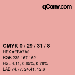 Code couleur: CMYK 0 / 29 / 31 / 8 | qconv.com