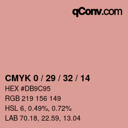 カラーコード: CMYK 0 / 29 / 32 / 14 | qconv.com