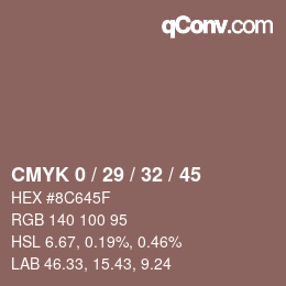 Color code: CMYK 0 / 29 / 32 / 45 | qconv.com