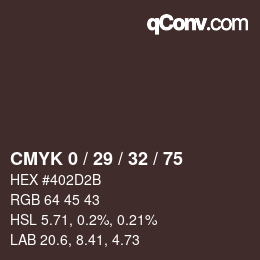 Farbcode: CMYK 0 / 29 / 32 / 75 | qconv.com