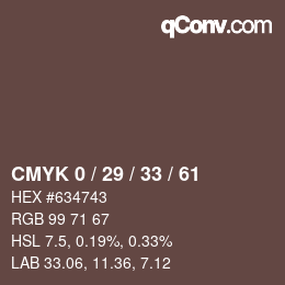 カラーコード: CMYK 0 / 29 / 33 / 61 | qconv.com