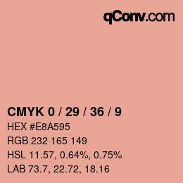 Farbcode: CMYK 0 / 29 / 36 / 9 | qconv.com