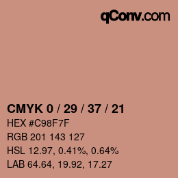 Color code: CMYK 0 / 29 / 37 / 21 | qconv.com