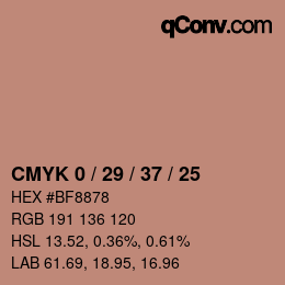 Color code: CMYK 0 / 29 / 37 / 25 | qconv.com