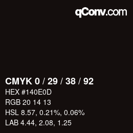カラーコード: CMYK 0 / 29 / 38 / 92 | qconv.com