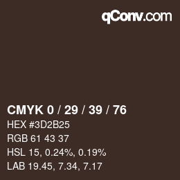 Farbcode: CMYK 0 / 29 / 39 / 76 | qconv.com