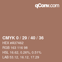 カラーコード: CMYK 0 / 29 / 40 / 36 | qconv.com