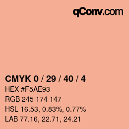 カラーコード: CMYK 0 / 29 / 40 / 4 | qconv.com