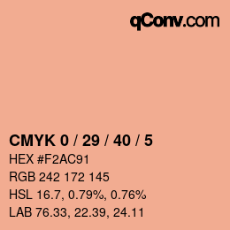 カラーコード: CMYK 0 / 29 / 40 / 5 | qconv.com