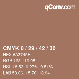 カラーコード: CMYK 0 / 29 / 42 / 36 | qconv.com