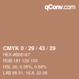 カラーコード: CMYK 0 / 29 / 43 / 29 | qconv.com