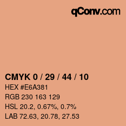 カラーコード: CMYK 0 / 29 / 44 / 10 | qconv.com