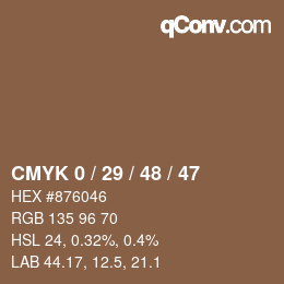 颜色代码: CMYK 0 / 29 / 48 / 47 | qconv.com