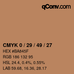 Farbcode: CMYK 0 / 29 / 49 / 27 | qconv.com